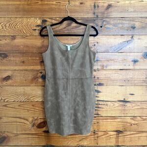 Astars Justine Vegan Leather bodycon dress size small taupe suede